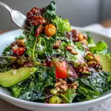 Layered Mixed Greens Power Bowl featuring cherry tomatoes, cucumber, and pumpkin seeds, drizzled with lemon dressing for a fresh meal.