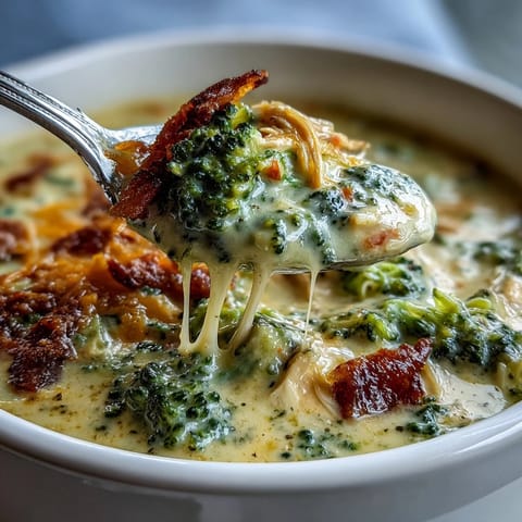 Creamy Best Chicken Broccoli Cheddar Soup in a rustic bowl, served hot with a crusty bread dipper. 