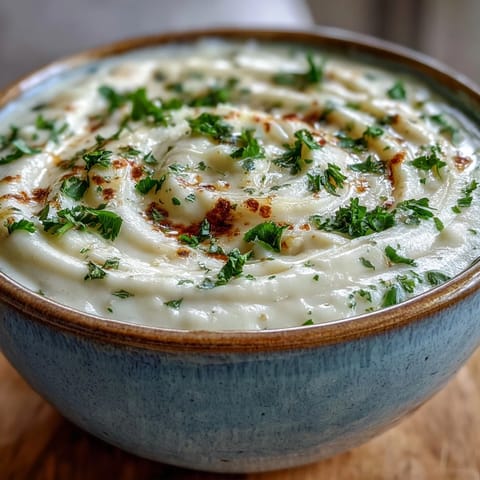 A bowl of creamy White Bean and Parmesan Soup garnished with fresh parsley and grated cheese.