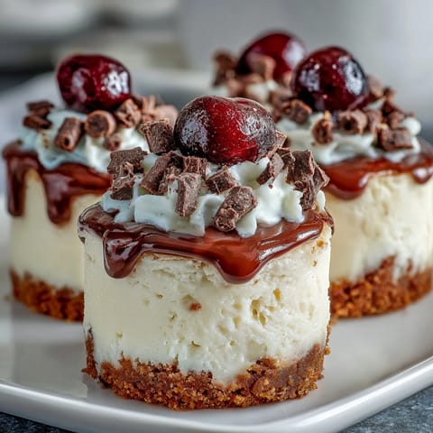 Creamy mini cheesecakes with a crisp cookie crust, perfect for a festive dessert bar or party platter.