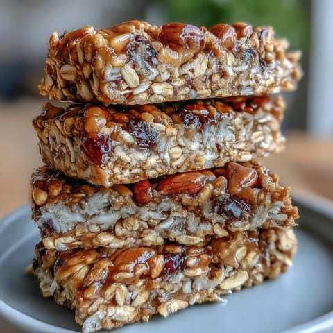 Nut-free granola bars with honey and oats, packed with chewy oats, crunchy seeds, and sweet dried cranberries, perfect for a healthy snack.