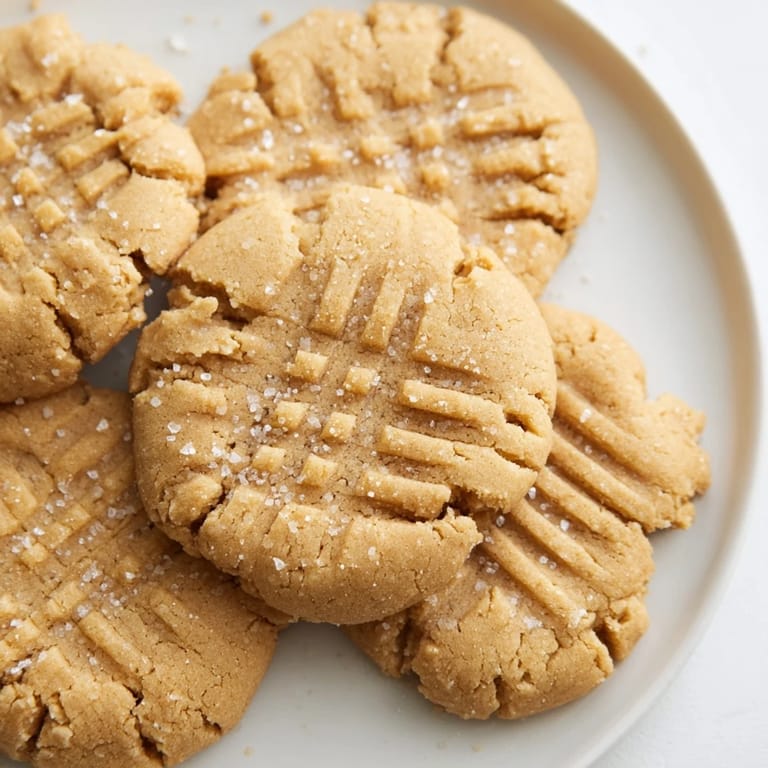 Freshly baked peanut butter cookies, chewy and golden, are ready for your sweet tooth.