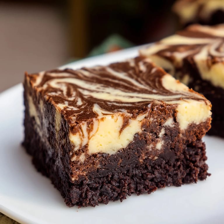 Homemade cheesecake brownies; see the fudgy texture and the delightful swirl for an incredible treat.