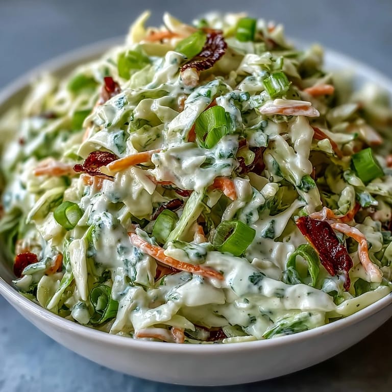 A close-up of Best Cabbage Coleslaw, crisp green and red cabbage with grated carrots.