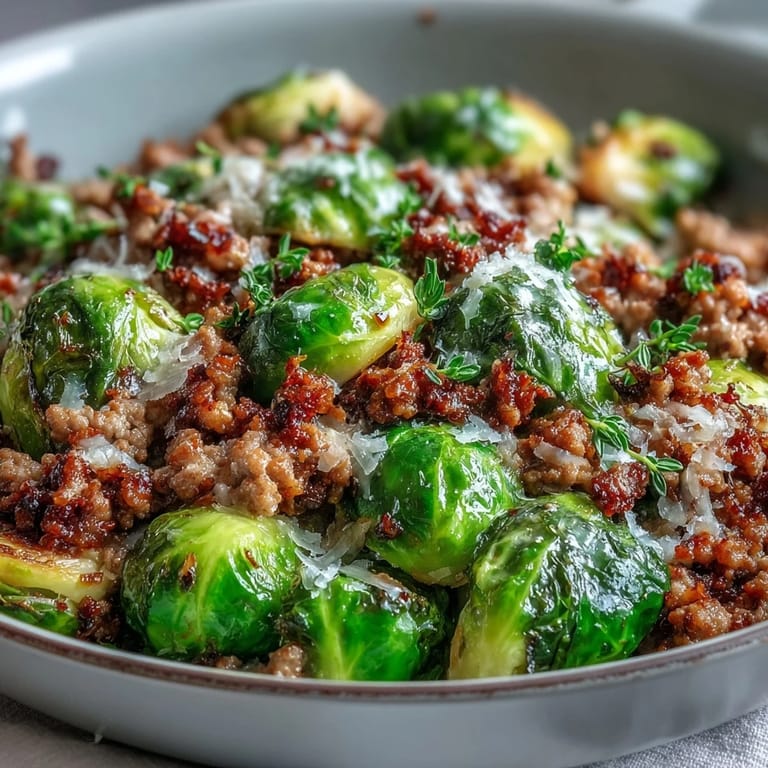 Brussels Sprouts & Ground Turkey Skillet serves a hearty, one-pan meal with savory aromatics and bright citrus notes.