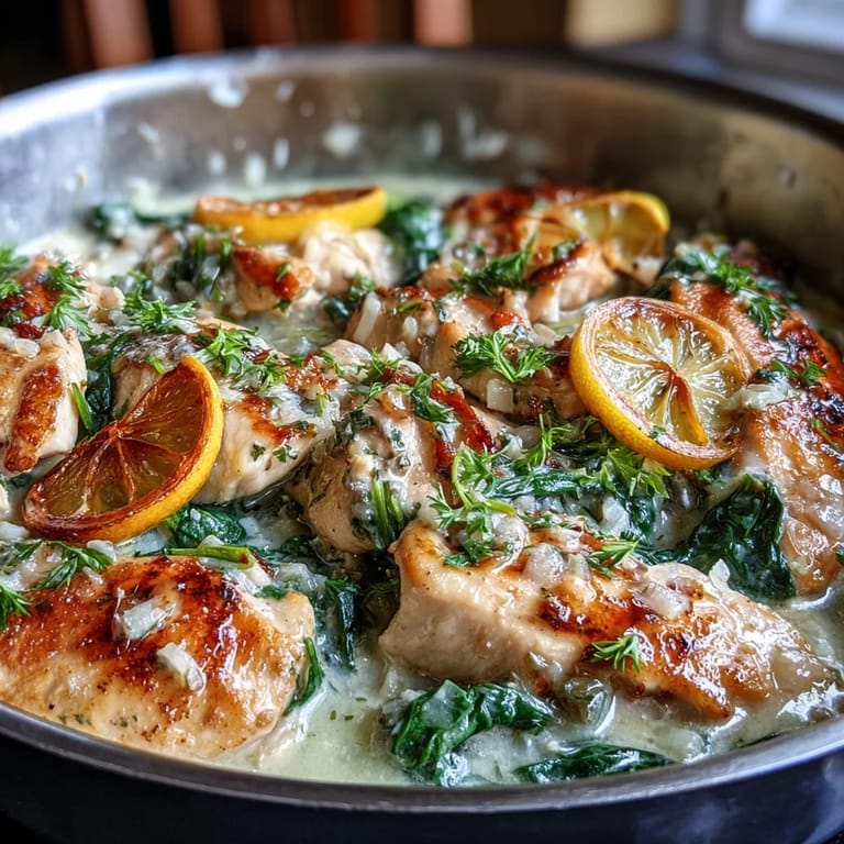 Bright Mediterranean-inspired one-pot dish with orzo, juicy chicken, lemon zest, and wilted spinach for a fresh spring dinner.