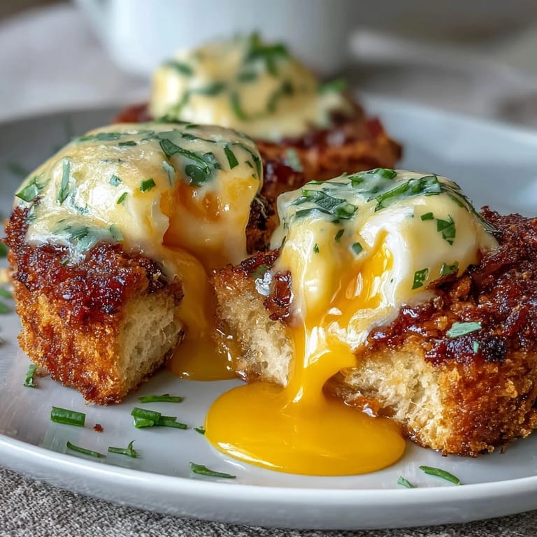 Rich and buttery hollandaise drizzled over perfectly poached eggs, Canadian bacon, and toasted muffins—a timeless Eggs Benedict breakfast.