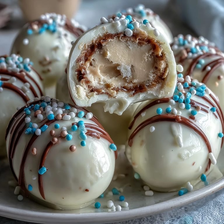 Festive white chocolate-covered peanut butter eggs decorated with bright sprinkles are a sweet, no-bake Easter candy perfect for sharing.