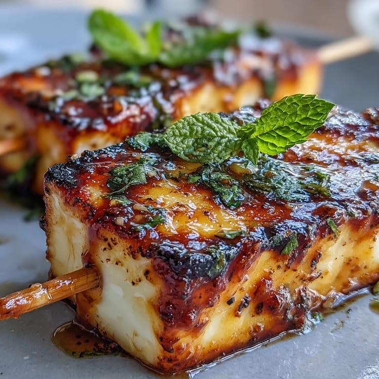 These easy vegetarian skewers feature caramelized halloumi cheese, sweet watermelon chunks, and fresh mint, perfect for summer grilling.