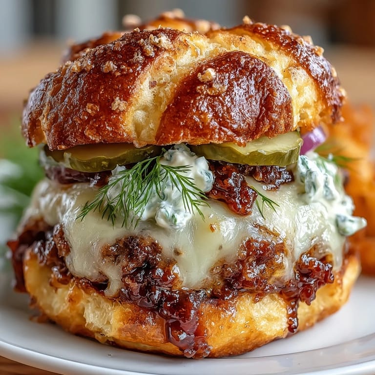 Golden-brown smash burger sliders stacked with melted cheese, red onion, and secret sauce—ideal for celebrating Memorial Day with family and friends.