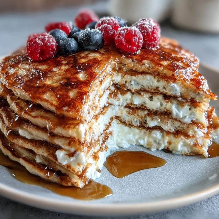 Fluffy, high-protein breakfast Icelandic skyr pancakes ready to enjoy.