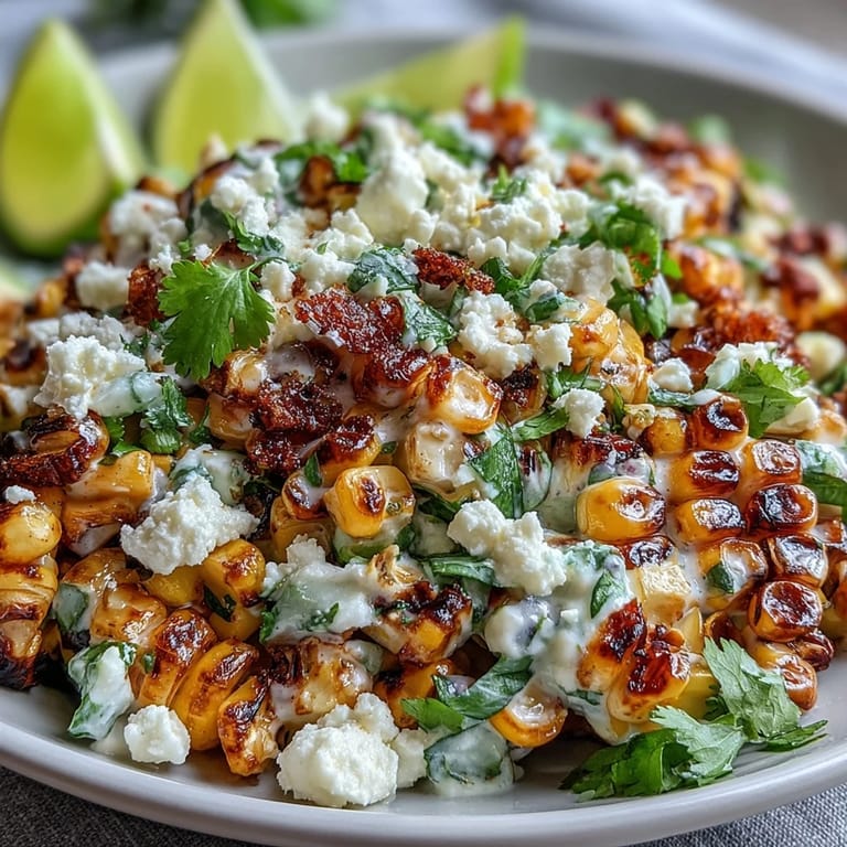 Creamy Mexican Street Corn Salad photo, perfect side dish, fresh cilantro garnish.