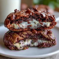 ALT image text: Dark chocolate vanilla cookies with a chewy center and rich cocoa flavor, inspired by the Shadow Milk Cookie, perfect for dessert lovers.